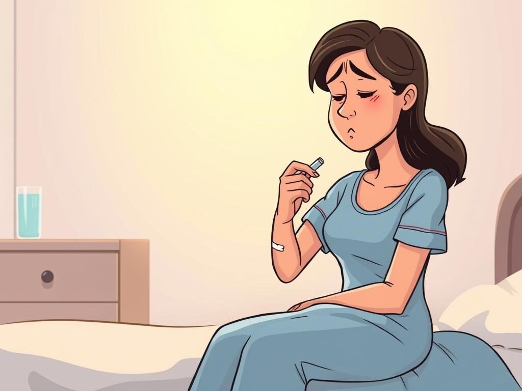 A woman sitting on the edge of a bed, wincing in pain as she gently applies a topical anesthetic to her bandaged arm. Soft, diffused lighting illuminates her pensive expression, creating a sense of empathy and vulnerability. The room is calm and serene, with a nightstand and a glass of water nearby, conveying a nurturing and supportive environment. The angle is slightly elevated, inviting the viewer to observe the process of wound care with care and understanding. The overall mood is one of quiet contemplation, highlighting the importance of pain management during this delicate procedure.